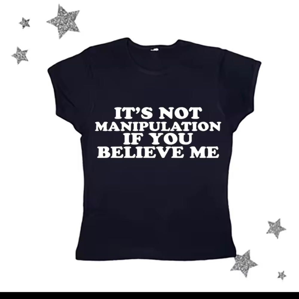 Black Graphic T-Shirt with White Text